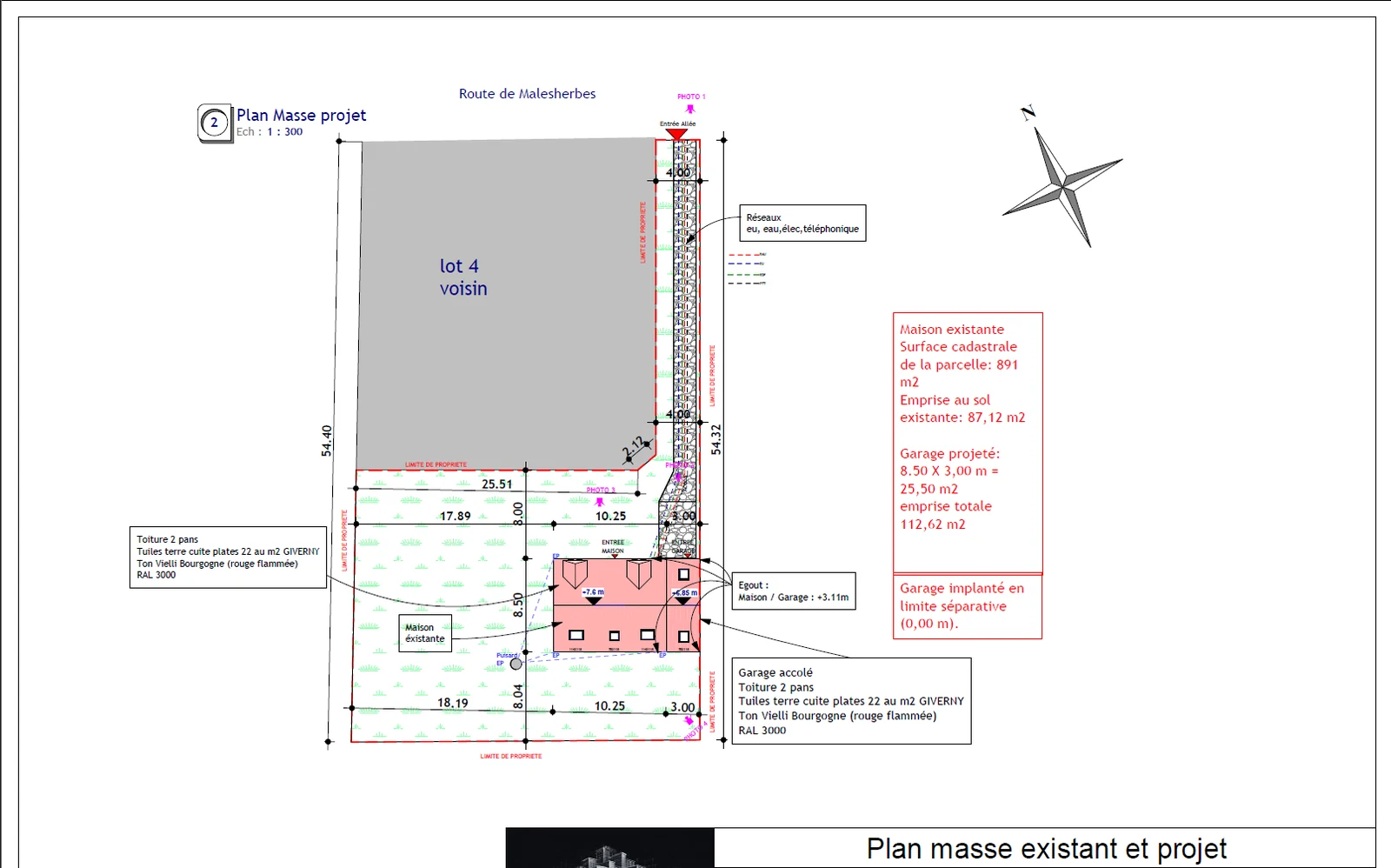 Plan de masse existant et projet — Garage