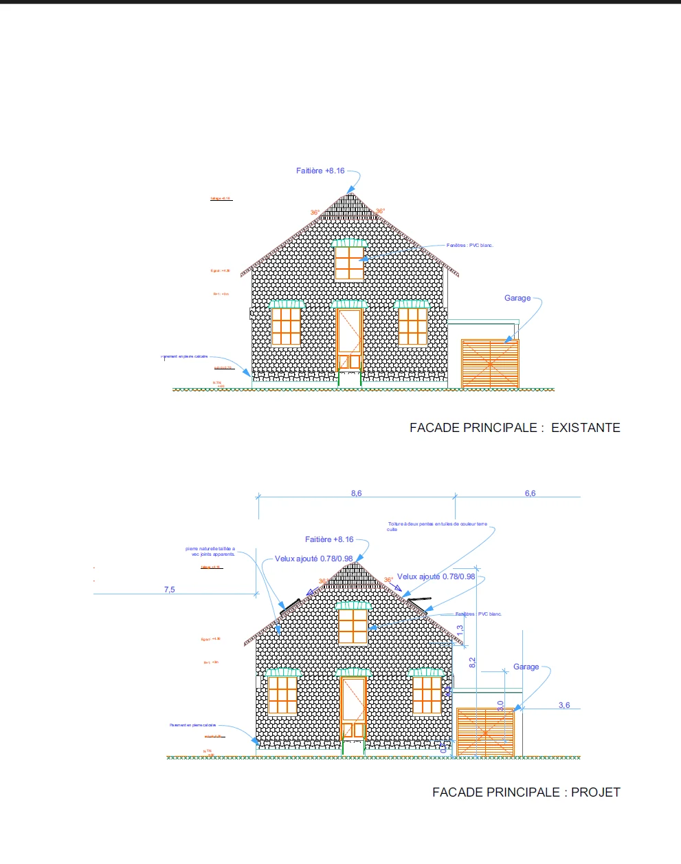 Façade principale existante et projet — Velux
