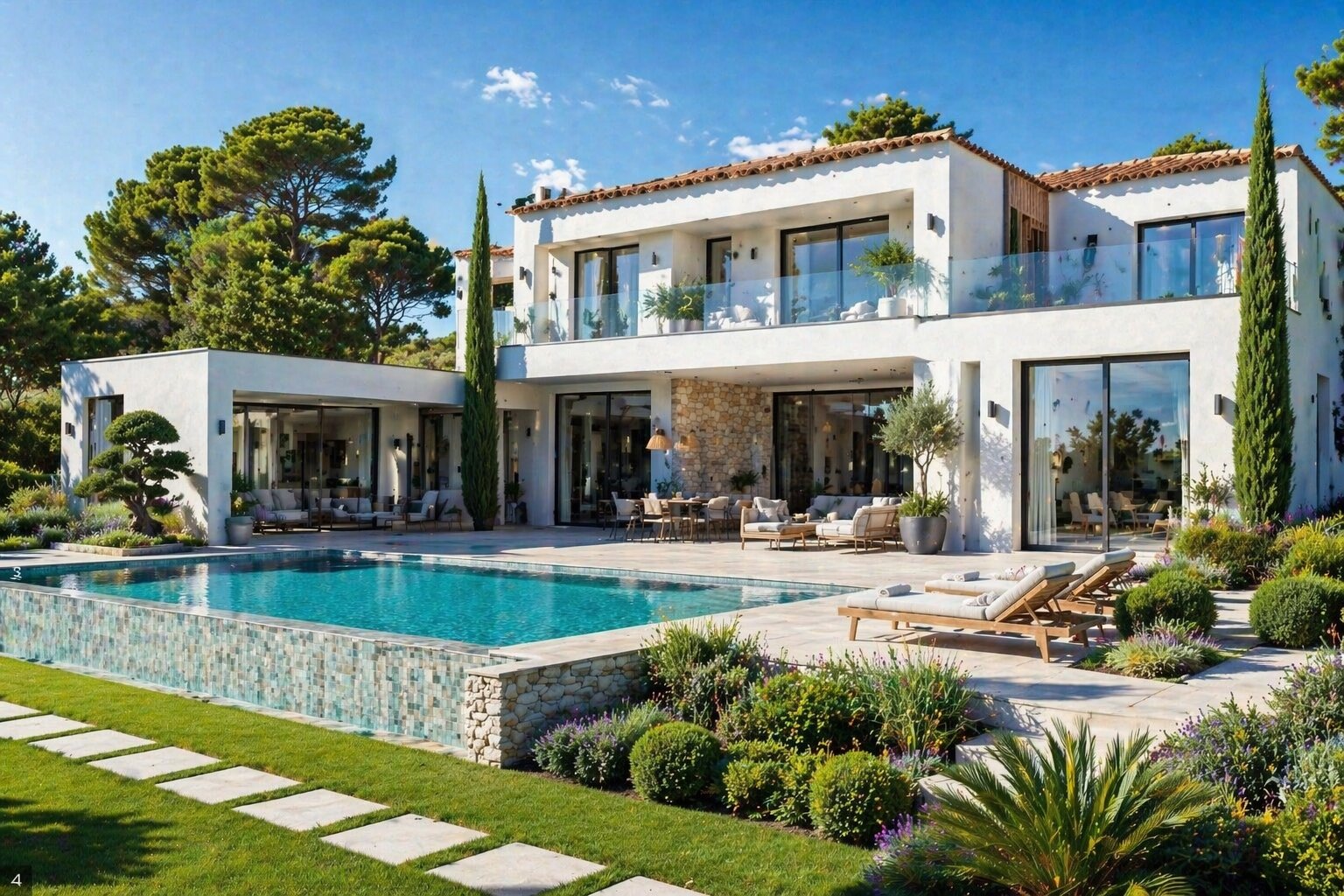 Visualisation 3D depuis le bord d'une piscine